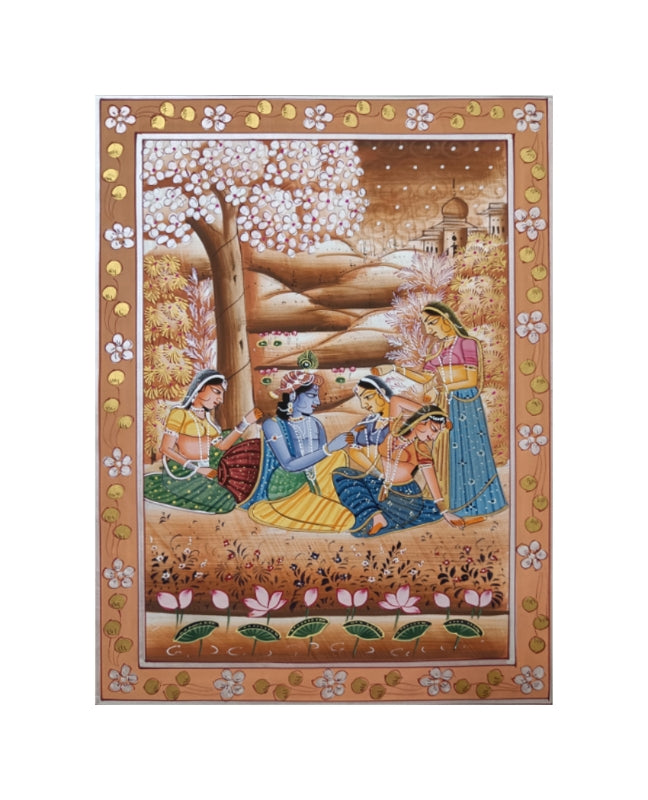 Radha Krishna artwork Hand-Made Painting Home Decor Set of 2