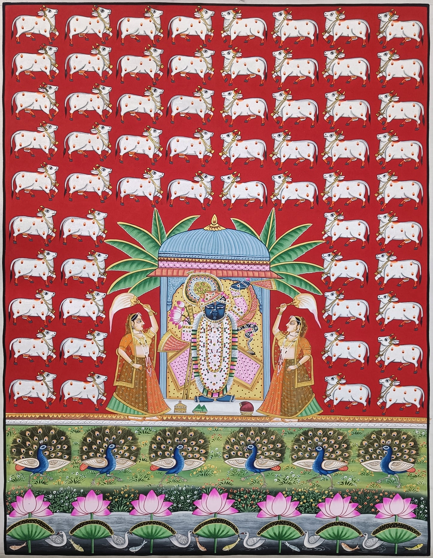 Shree Nath JI pichwai artwork with Cow Ideal for home decor