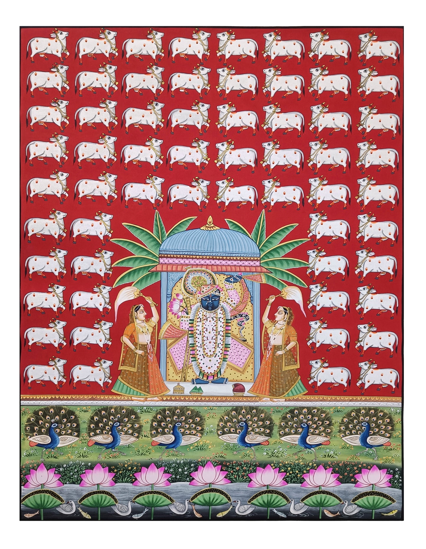 Shree Nath JI pichwai artwork with Cow Ideal for home decor