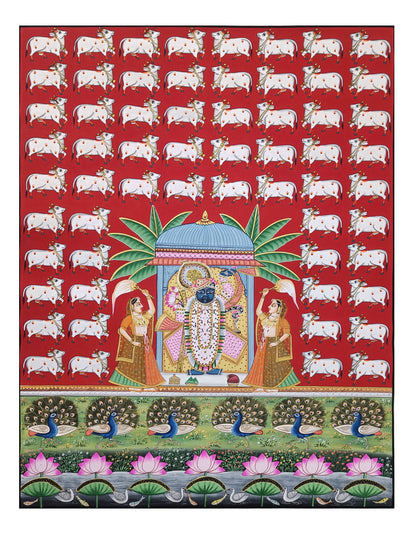 Shree Nath JI pichwai artwork with Cow Ideal for home decor