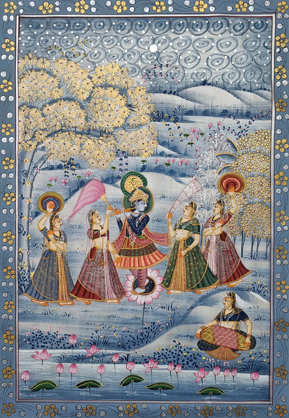 Krishna-Radha Wall Art Original Handmade Painting