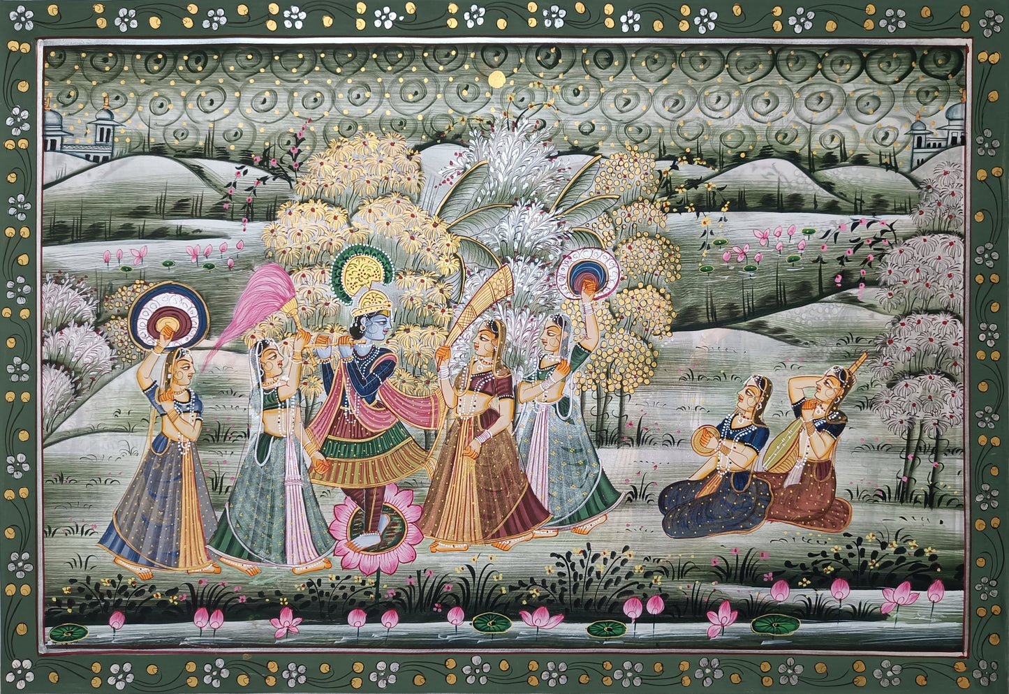 Krishna-Radha Wall Art Original Handmade Painting | 29x20 IN |