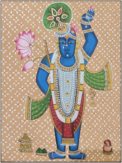 Shree Nath JI Pichwai Handmade Painting Small Art | 9"x7" IN