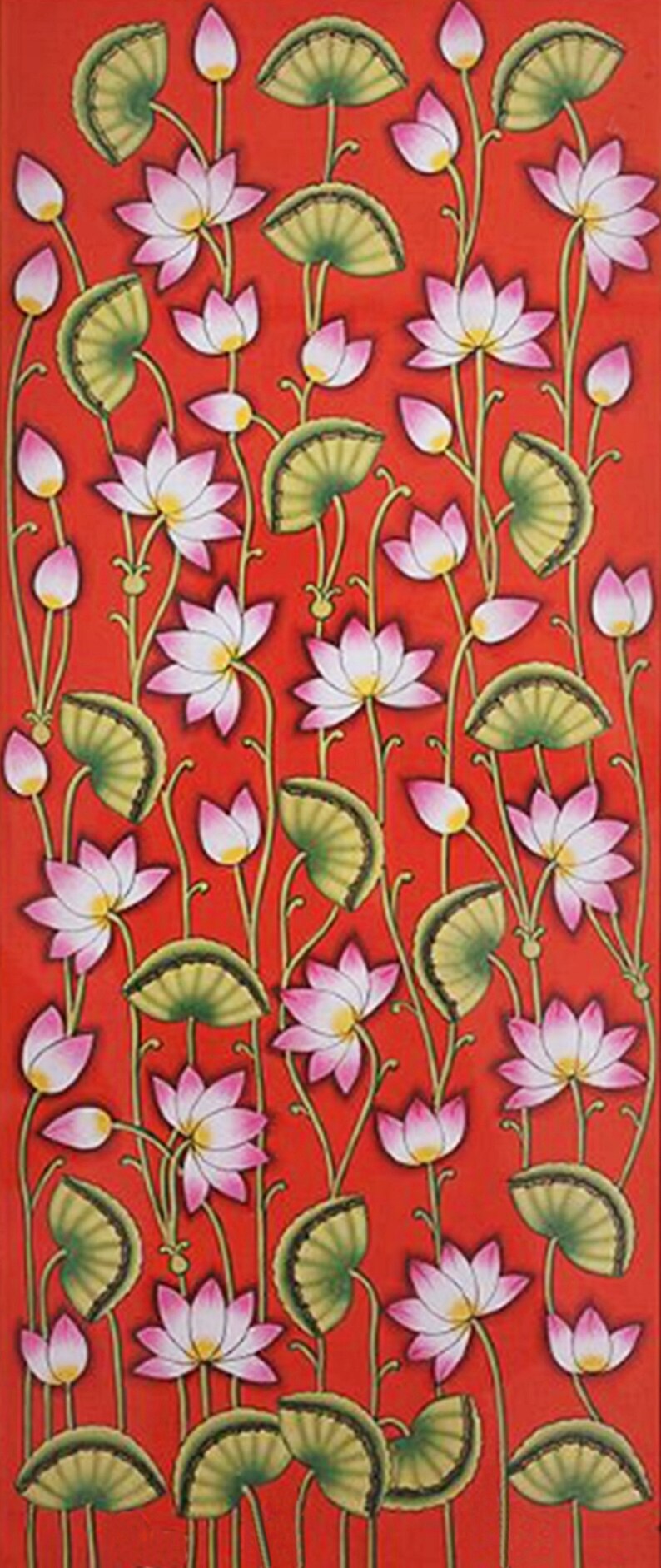 Lotus Flower Painting Pichwai Artwork Hand-Made Painting Home Decor