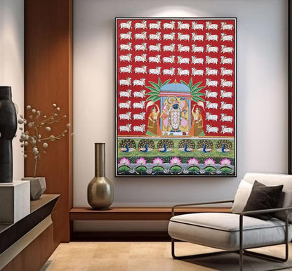 Shree Nath JI pichwai artwork with Cow Ideal for home decor