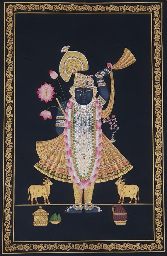 Shree Nath JI pichwai painting with black background