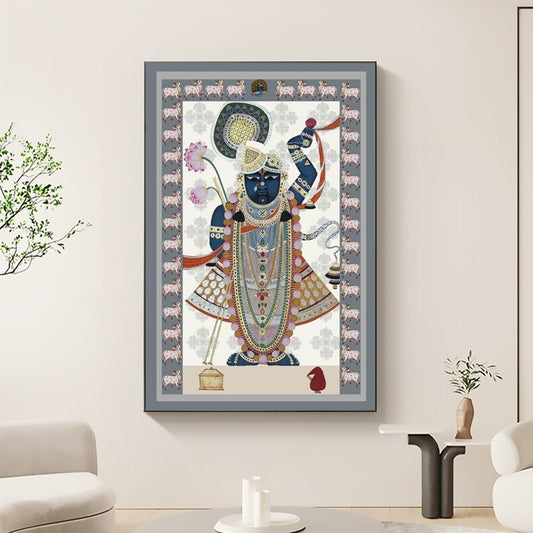 Shree Nath JI Pichwai Hand Printed Painting for wall Decor