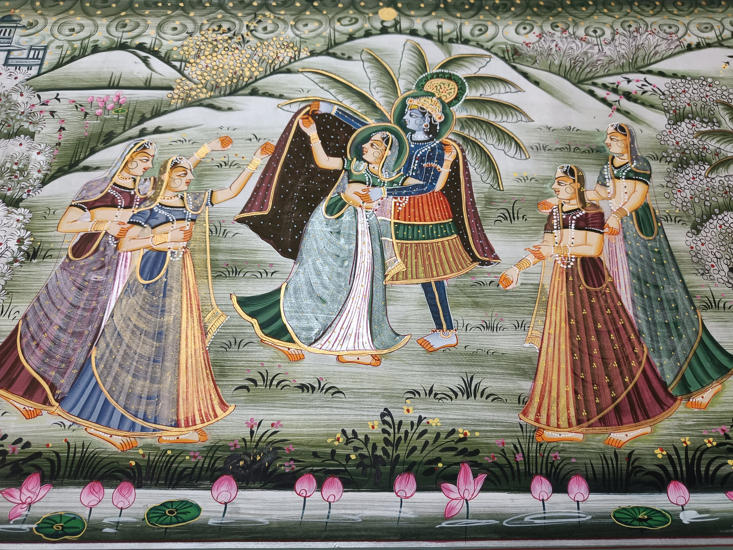 Krishna-Radha Wall Art Original Handmade Painting | 29x20 IN |