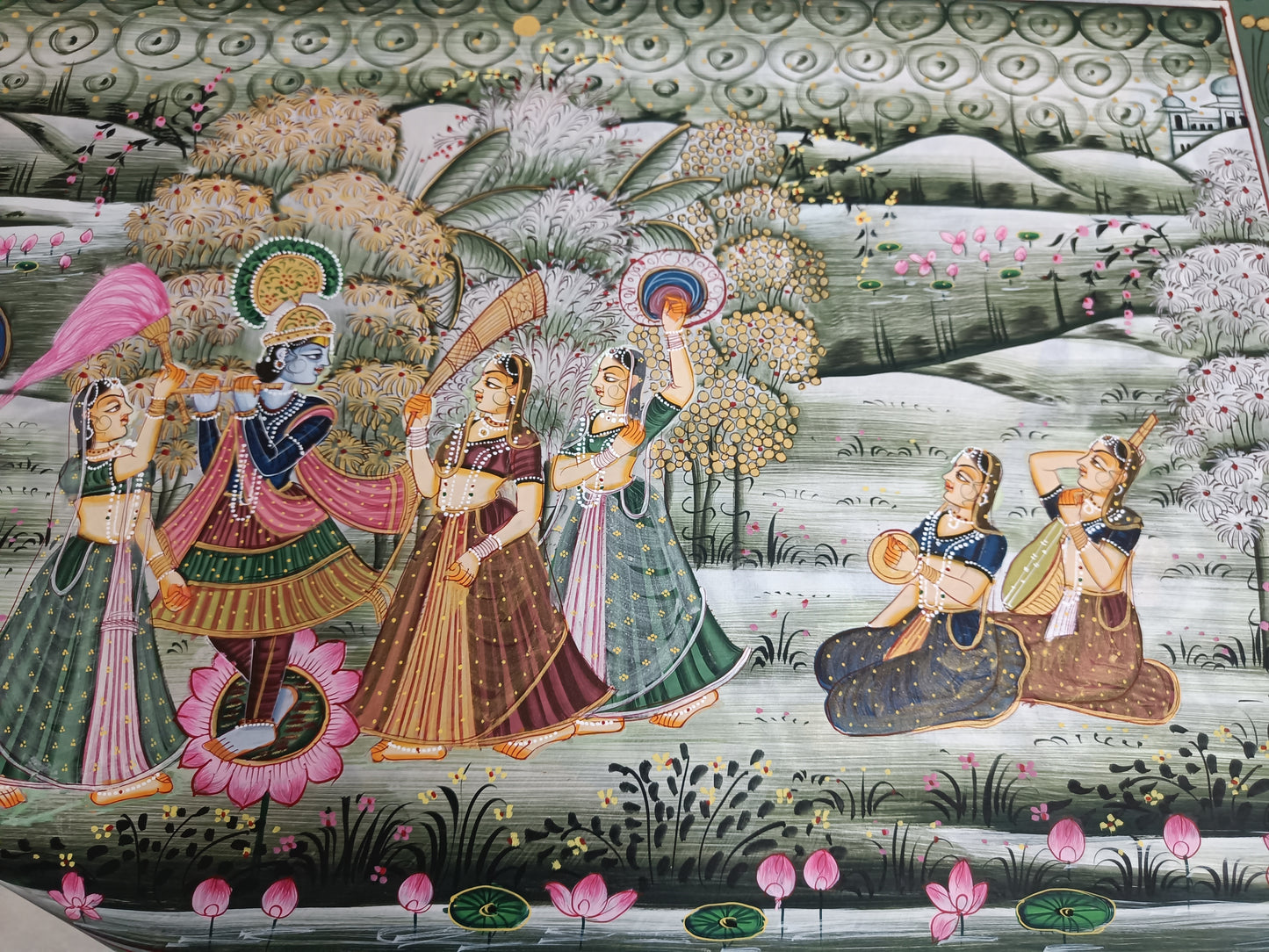 Krishna-Radha Wall Art Original Handmade Painting | 29x20 IN |