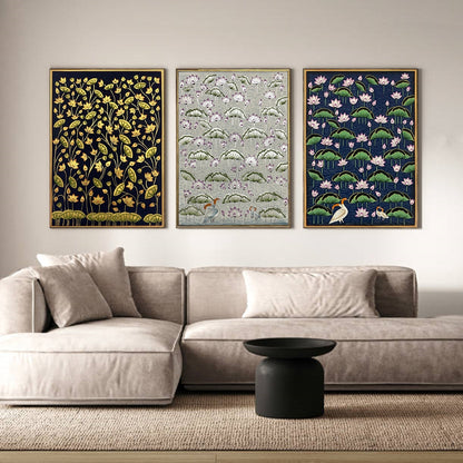 Lotus Flowers Artwork Pichwai Hand Crafted Painting