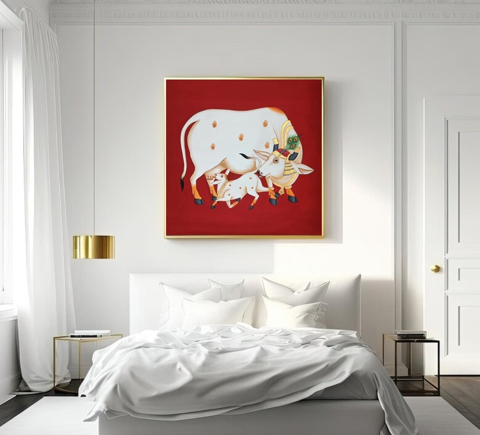 Cow Artwork Pichwai HandMade Painting for Living Room