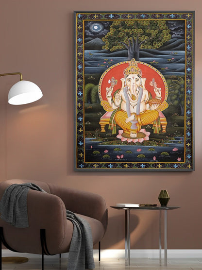 Lord Ganesha Silk Art Work Home Decor