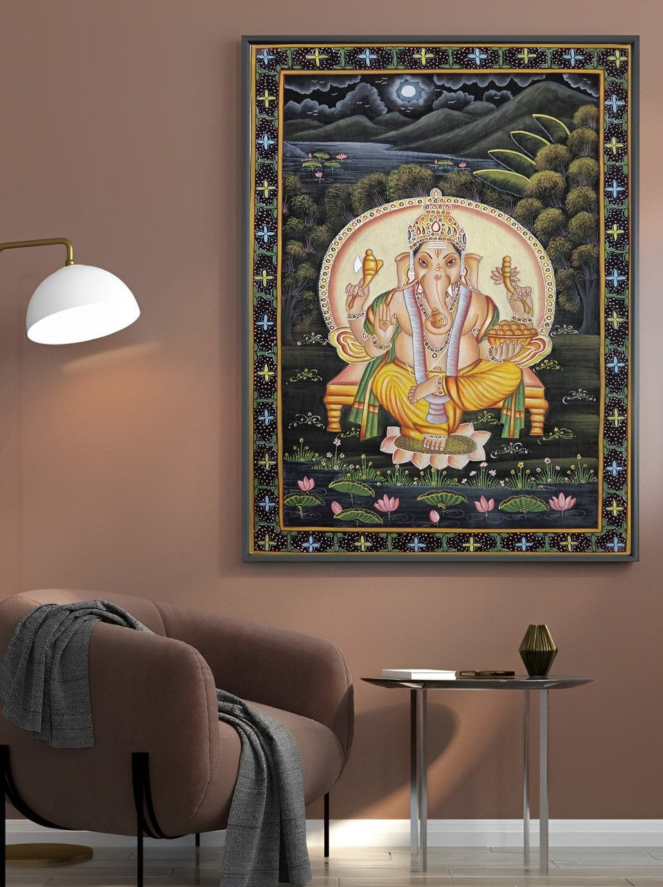 Lord Ganesha Silk Art Work Home Decor