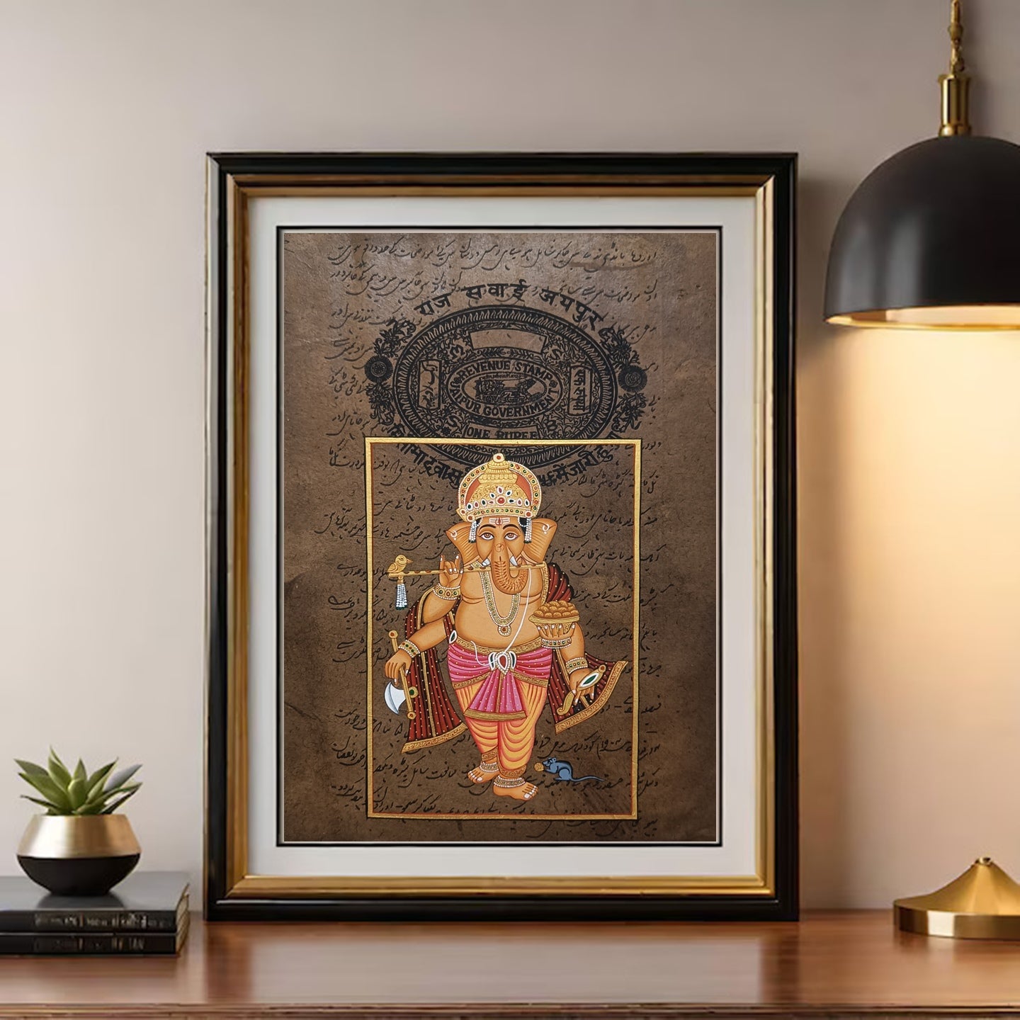 Lord Ganesha Miniature Stamp Hand Made Painting