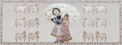 Krishna Radha Art Handmade Painting Home Decor 36"x60" IN