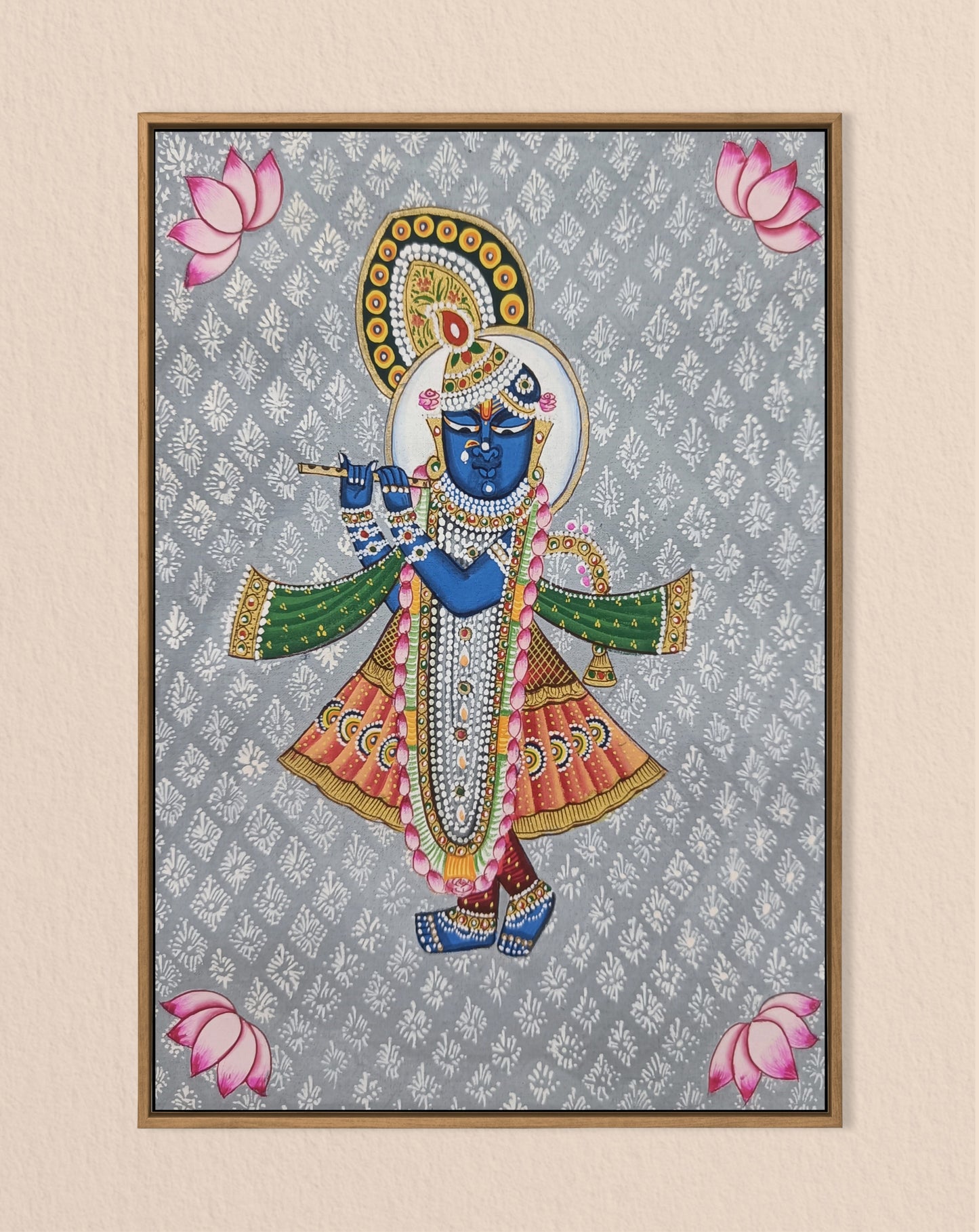 Shree Nath JI Pichwai Hand Printed Small Artwork | 9"x7" IN