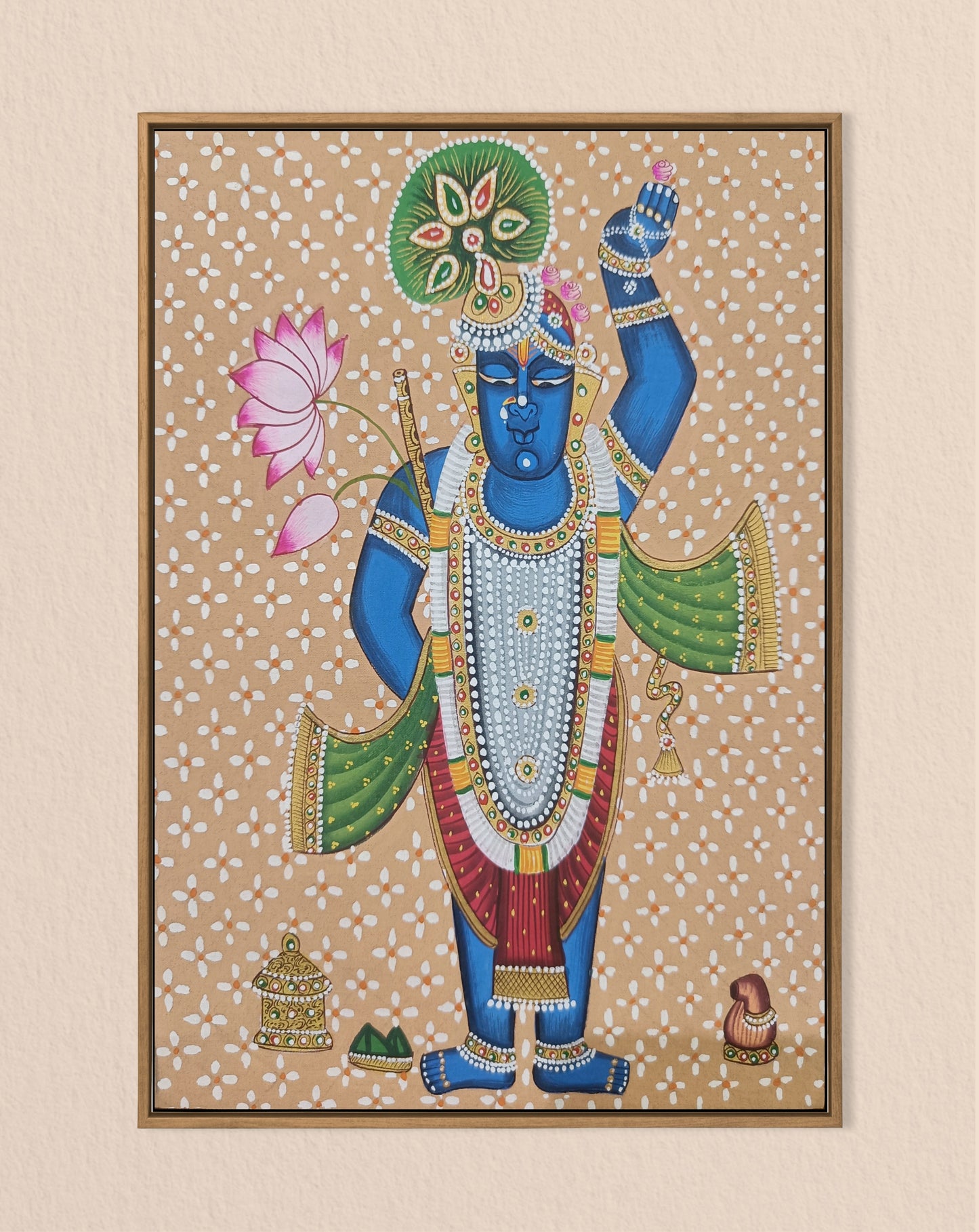 Shree Nath JI Pichwai Handmade Painting Small Art | 9"x7" IN