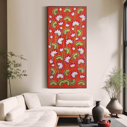 Lotus Flower Painting Pichwai Artwork Hand-Made Painting Home Decor