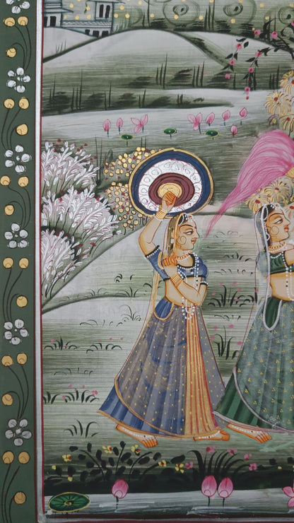 Krishna-Radha Wall Art Original Handmade Painting | 29x20 IN |