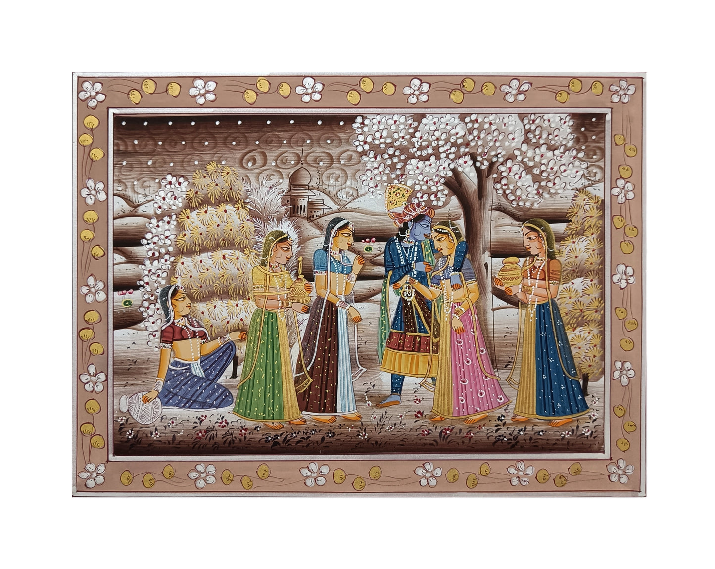 Radha Krishna artwork Hand-Made Painting Wall Hanging