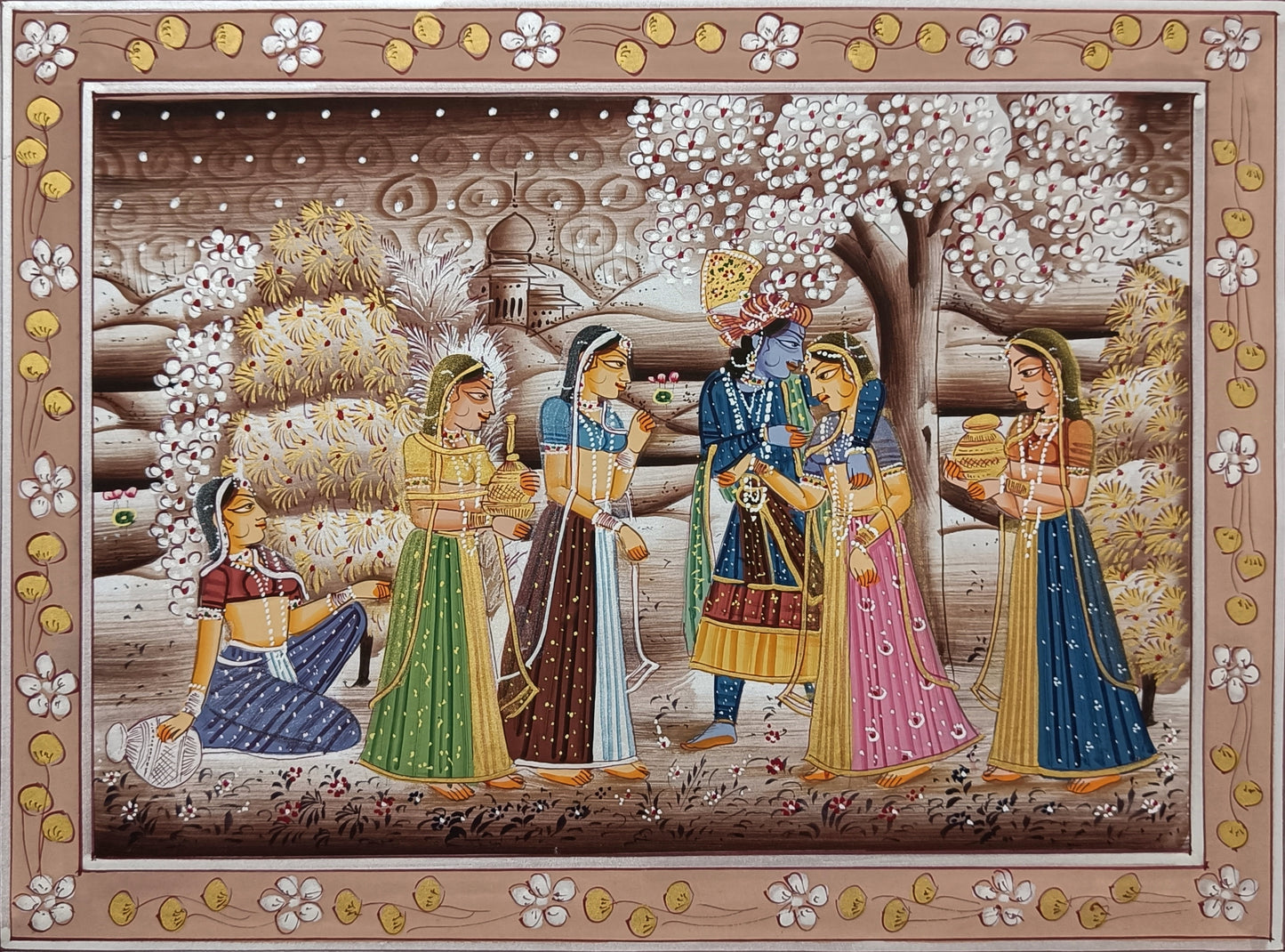 Radha Krishna artwork Hand-Made Painting Wall Hanging