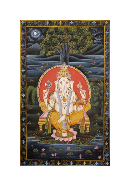 Lord Ganesha Silk Art Work Home Decor