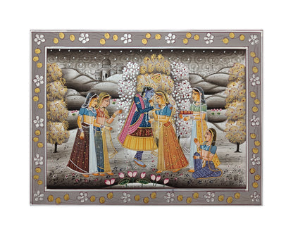 Radha Krishna Artwork Hand Crafted Painting Wall Decor