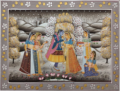 Radha Krishna Artwork Hand Crafted Painting Wall Decor