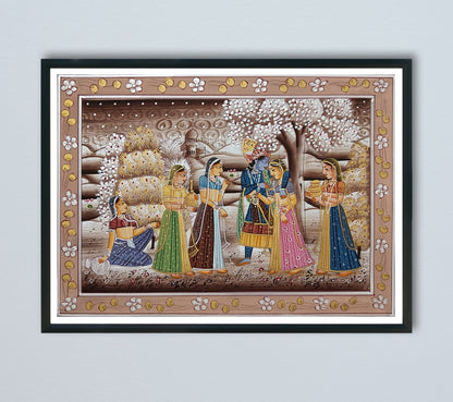 Radha Krishna artwork Hand-Made Painting Wall Hanging