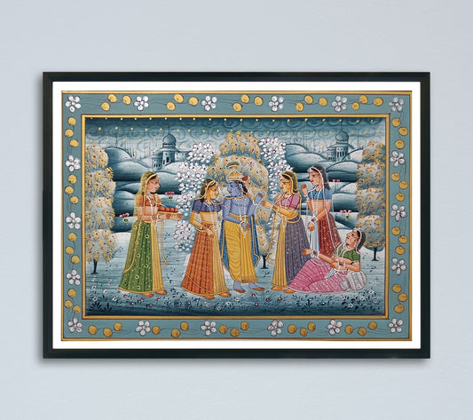 Radha Krishna Artwork Handcrafted Painting Room Decor