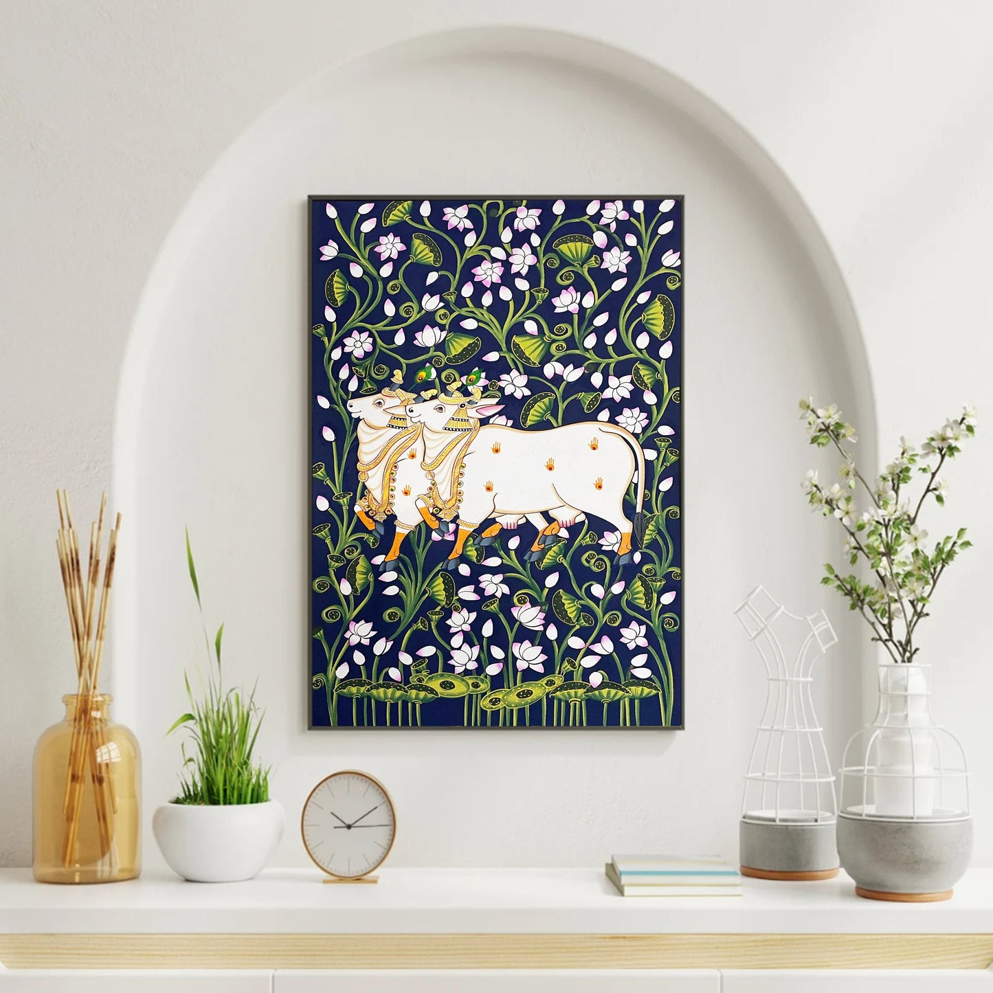 Cow Portrait Pichwai Original HandMade Painting for Living Room